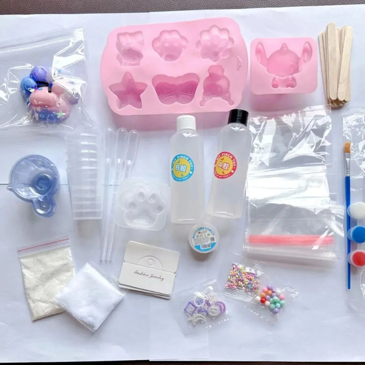 DIY Taba Squishy Kit Set Liquid Gel, Liquid Silicone Squishy Making Kit Perfect Kawaii Taba Squishy Cat Cartoon Characters