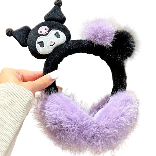 Fluffy Kuromi Earmuffs-Sanrio Ear warmers