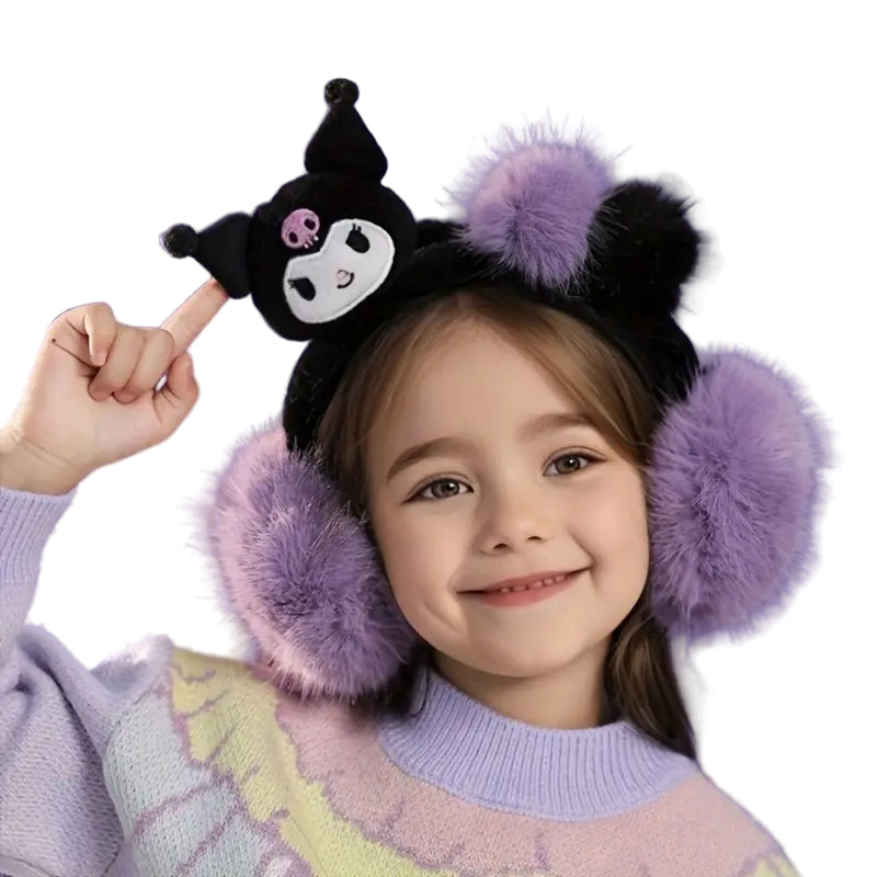 Fluffy Kuromi Earmuffs-Sanrio Ear warmers