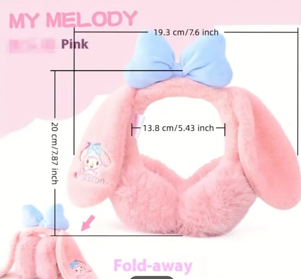 Foldable Sanrio Earmuffs-Cute Winter Ear Warmers for Fans