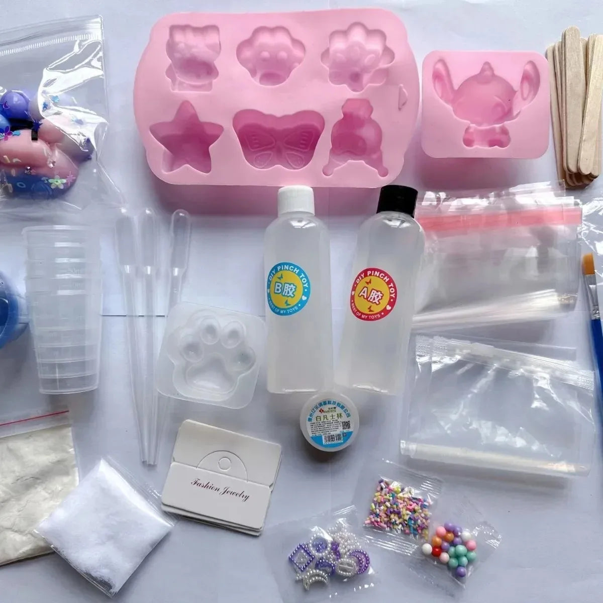 DIY Taba Squishy Kit Set Liquid Gel, Liquid Silicone Squishy Making Kit Perfect Kawaii Taba Squishy Cat Cartoon Characters